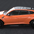 Orange Lamborghini SUV Sleek Sporty Exterior Design With Black Wheels And Luxury Styling