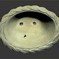 Light Green Ceramic Bowl with Braided Edge and Small Bottom Holes for Home Use
