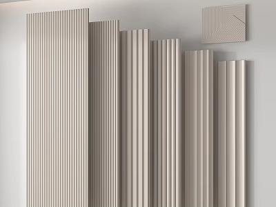 Modern Vertical Striped Wall Paneling With Light Colors Different Heights And Decorative Panel 3d model