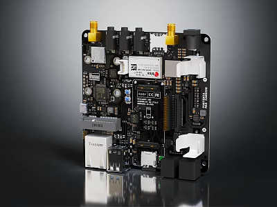 High Performance Computer Motherboard With Integrated Chips Slots And Ports 3d model