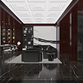 Luxury Modern Executive Office Interior Design With Panoramic City View And Elegant Comfortable Furnishings