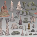 Realistic Stone and Wood Models with Various Shapes and Textures 3d model