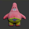 Patrick Star Plush Toy With Pink Color Big Eyes And Green Yellow Shorts