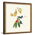 Four Framed Botanical Paintings with Detailed Plant Illustrations as Wall Art Decor