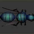 Detailed Blue Bee Character With Transparent Pink Patterned Wings And Black Legs