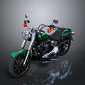 Green Classic Motorcycle With Black Seat Black Wheels And Chrome Accents Design