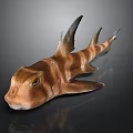 3D Rendered Striped Shark With Spiked Fins As Aquatic Animal Model