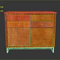 Stylish Orange Furniture Cabinet With Drawers Cabinet Doors And Gold Legs Design