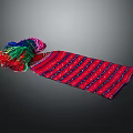 Colorful Knitted Scarf With Striped Patterns Fringed Tassels And Vibrant Red Blue Green Hues
