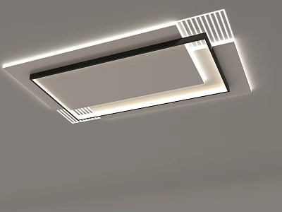 Modern Square Ceiling Light With Black Frame And LED Ambient Lighting 3d model
