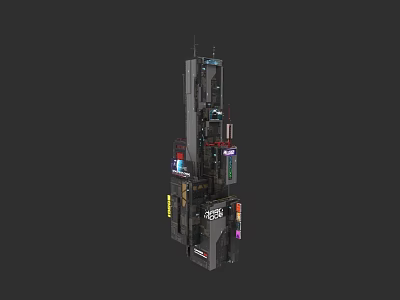 Urban Building Complex With Modern High Rise Multi Layered Structure And Colorful Facades 3d model