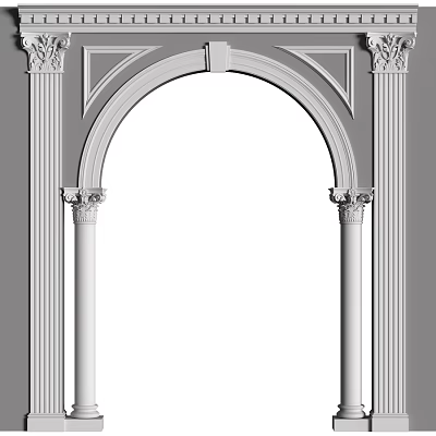 Classical Architectural Component With Symmetrical Columns Ornate Capitals And Arch Structure 3d model
