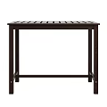 Sturdy Dark Brown Solid Wood Outdoor Bar Table With Slatted Top For Backyard Patio Use