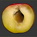 Fresh Halved Peach Showing Juicy Yellow Flesh And Red Skin