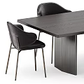 Modern Dining Table And Chair Set With Wooden Top Leather Seats And Metal Legs