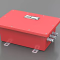 Red Industrial Enclosure Control Box with Metal Body Mounting Brackets and Connectors