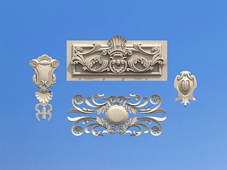 Villa Exterior Wall Decorative Flowers Villa Building Materials Carved 3d model