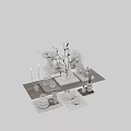 Minimalist Decorative Ornament Set With White Vase Branches Mugs And Books On Wooden Tray