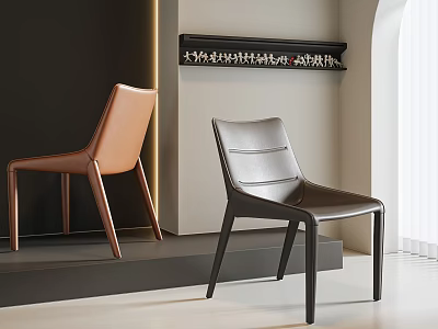 Modern Leather Dining Chairs In Brown And Black Tones For Interior Showroom 3d model