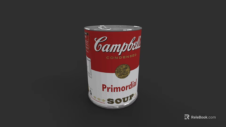 Campbell's Primordial Condensed Soup Canned Food Item On Black Background 3d model 