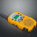 Yellow BAOFENG Handheld Walkie Talkie With Green Screen Blue Control Buttons And Antenna