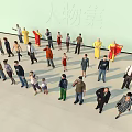 Group of Multiple People With Various Poses And Different Clothing Styles