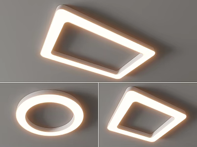 Modern Illuminated Ceiling Lights With Circular Square And Irregular Shapes Design 3d model