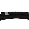 Modern Black Curved Leather Sectional Sofa with Black White Gray Decorative Balls