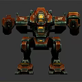 Colorful Mechanical Robot Character With Red Green Orange Armor Mechanical Arms And Legs