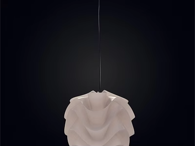 Modern White Pendant Light with Cascading Wavy Design Hanging Against Black Background 3d model