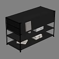 Sleek Black Entryway Console Table With Metal Frame And Storage Shelves