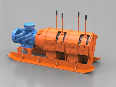 Winch rake mine winch rope winch wire machine 3d model