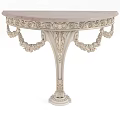 Elegant Classical Console Table With Marble Top And Ornate Carved Details