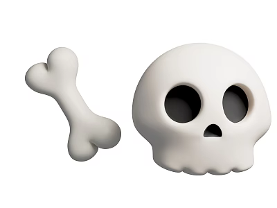 Cute White Skull And Bone Decorative Figurines For Home Halloween Decoration 3d model