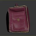 Classic Vintage Red Handbag With Leather Handle Stitched Details And Side Pocket
