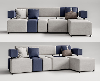 Modern corner sofa multiplayer sofa 3d model