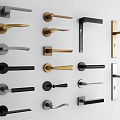 Various Design Door Handles in Different Colors Display on White Background
