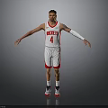 Man Wearing White Rockets Basketball Jersey Number 4 With Red Shorts Tattoos And Arms Outstretched