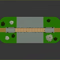 Scenic Natural Landscape With Lush Green Grass Trees And Bridge Over Water Channel