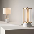 Modern Table Lamps With Gold Metal Frame White Shade And Marble Base