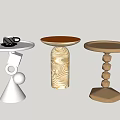 Modern Design Side Tables With Unique Base Shapes And Neutral Tones 3d model