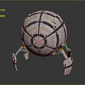 Spherical Space Probe With Metallic Surface And Gold Patterned Landing Support Legs