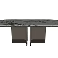 Elegant Modern Dining Table With White Marble Top And Double Pedestal Base Design 3d model