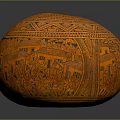 Ceramic Vessel With Intricate Carvings Traditional Geometric Patterns And Artistic Scenic Designs