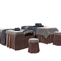 Multiple Comfortable Massage Beds With Matching Stools And Soft Fabric Covers