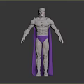 3D Rendered Armored Warrior Character With Silver Helmet Purple Cape And Muscular Build