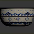 Elegant White Decorative Bowl With Blue Rim And Intricate Blue Patterns For Home