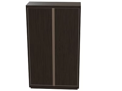 Sleek Dark Brown Wooden Wardrobe With Double Door And Central Stripe Design 3d model