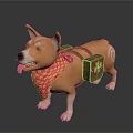 Cute Orange Dog With Pink Polka Dot Bandana And Brown Clover Backpack