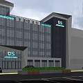 Modern Hospital Building Exterior With Glass Curtain Wall High Rise Structure And Entrance Area